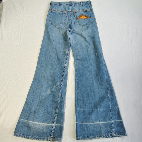H.A.S.H. Jeans Wide Leg Flare Women 31x36 Blue Vintage High Rise Light Wash - Picture 5 of 16